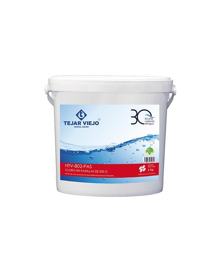 Bote cloro pastilla 250 gr. de 5 kg. HTV-802-PAS Tejar Viejo