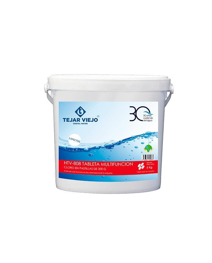 Bote cloro pastilla multifunción 3 efectos de 5 kg. Tejar Viejo