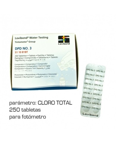 Paquete tabletas DPD3 de 250 ud. Paquete tabletas DPD3 de 250 ud.