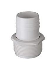 Racor enlace para manguera ø 38, rosca 11/2". ABS blanco