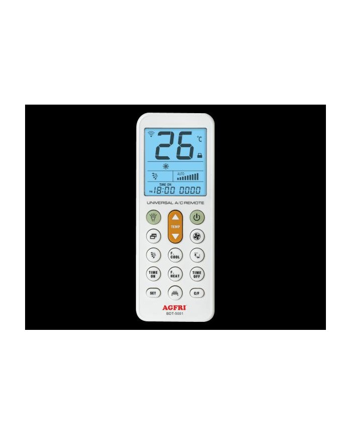 Mando universal para aire acondicionado de la marca Agfri modelo BDT-5001