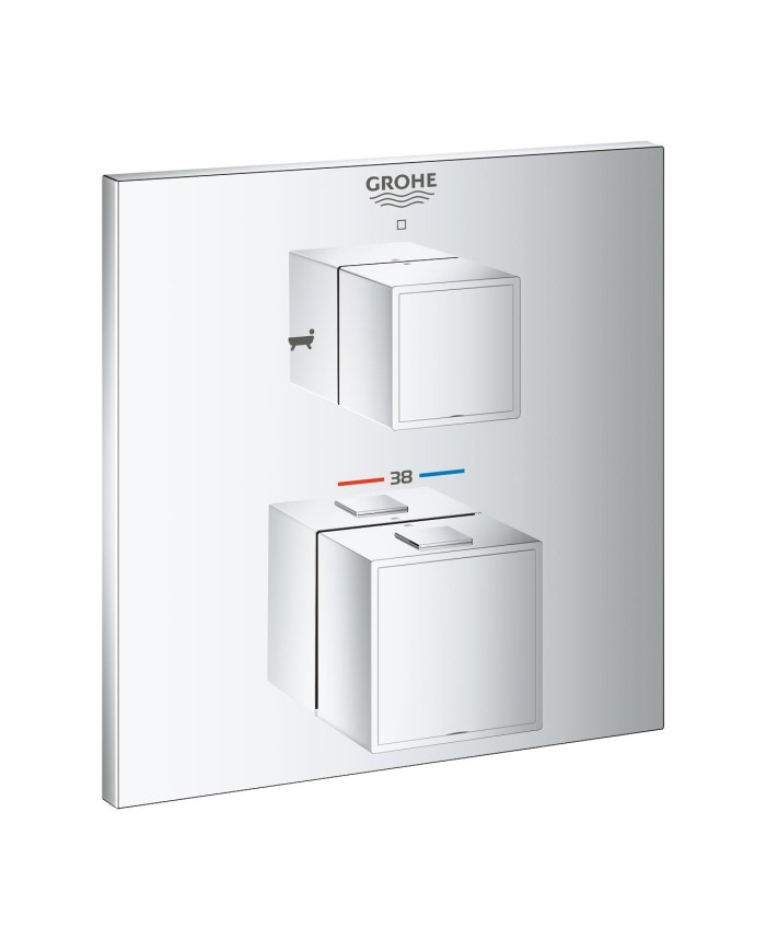 Grohe. Grohtherm Cube termostato para baño ducha para dos salidas con cierre e inversor integrado (sólo parte exterior)