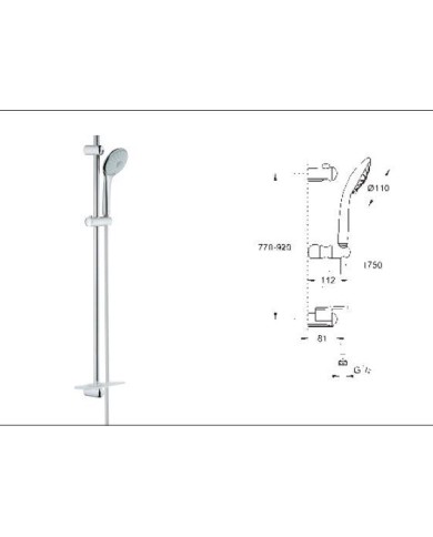 Grohe. Conjunto de ducha con barra (60 cm) 3 chorros  EUPHORIA 110 MASSAGE.