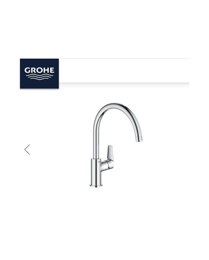 Grohe. Monomando fregadero Beau Edge cromo 1/2" caño alto.