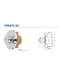 Presto. Grifo temporizado un agua para encastrar en pared mod. 55. Agua fría